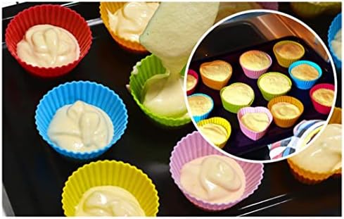 Reusable Silicone Cupcake Baking Cups 24 Pack, 2.75 inch Cups, & Non-stick Muffin Liners for Party Halloween Christmas,6 Rainbow Colors (Pack of 24,Multicolor)