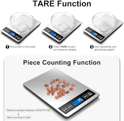 Fuzion Food Scale, 22lb/0.1oz Digital Kitchen Scale - 7 Units, Tare & PCS