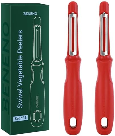 Beneno Swivel Vegetable Peeler, Smooth Peeling Potato Peeler (2, Red)