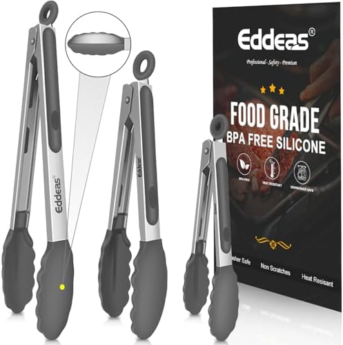 Kitchen Tongs Up To 600°F Silicone Tongs for Cooking 7,9,12 in Grey