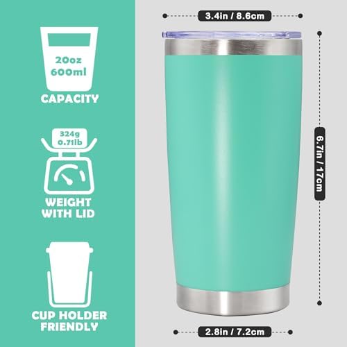 20oz Tumbler Stainless Steel Tumbler Coffee Tumbler with Lid Light Blue, 8P
