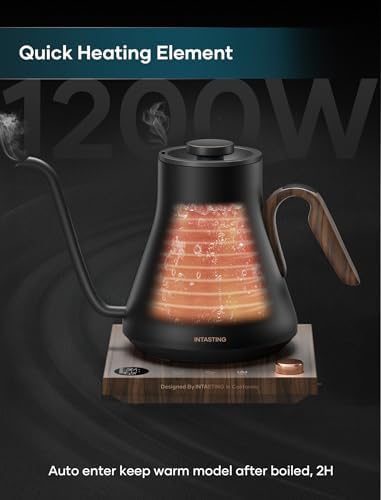 INTASTING Gooseneck Electric Kettle with ±1℉ Temperature Control, 0.9L