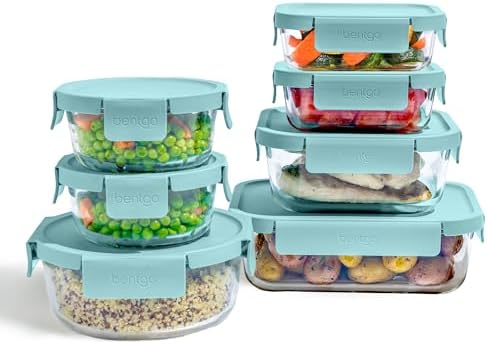Bentgo Glass Leak-Proof Food Storage Set, 14 Piece, Airtight Lids, BPA-Free