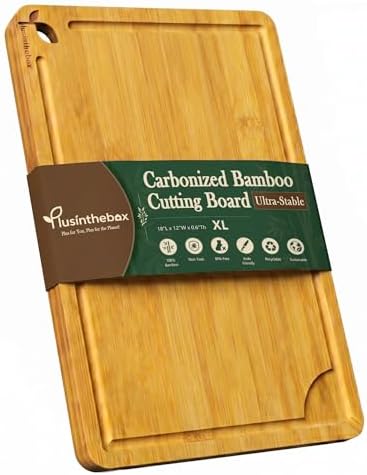 Cutting Board,18" x 12" X-Large Bamboo Cutting Board for Kitchen,Butcher Block Cutting Boards with Built-in Handles,Charcuterie,Meat,Vegetables,Fruit and Daily Cooking