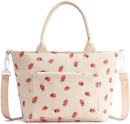 Lunch Bag for Women Adult Large Insulated Lunch Box Girl Cute Corduroy Lunch Tote Bags Reusable Leakproof Cooler Work Picnic