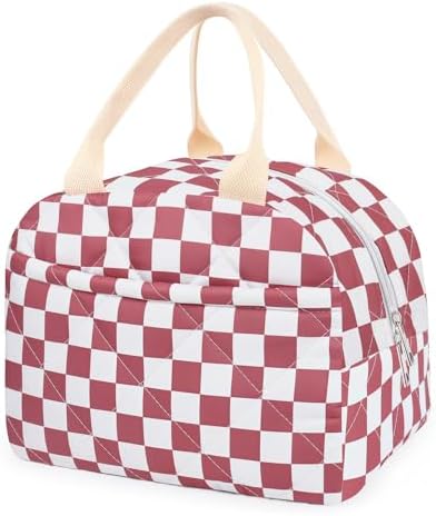 Cotton Quilted Insulated Lunch Bag, Reusable Quilted Floral Lunch Tote Bags
