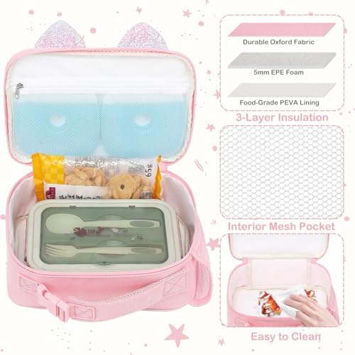 FlowFly Kids Lunch box Insulated Soft Bag Mini Cooler Back to School Thermal Meal Tote Kit for Girls, Boys, Smile