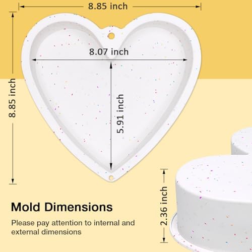 Alimat PluS 8 Inch Heart Shaped Cake Pans Set of 2 with Hanging Hole(White)