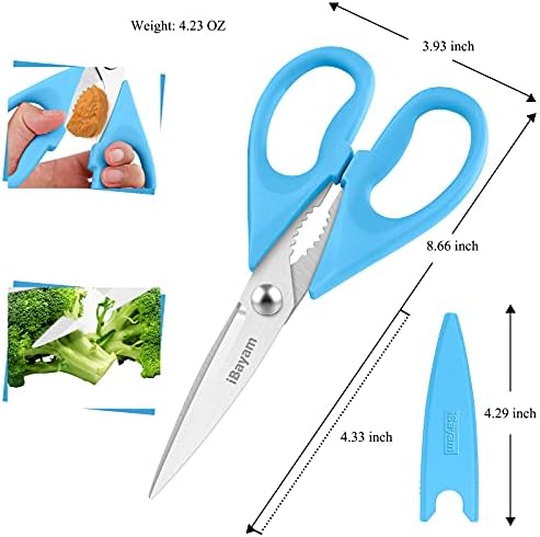 iBayam 2-Pack 8.5" Kitchen Shears, Heavy Duty, Cut Meat, Poultry, Herbs