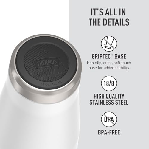 THERMOS ICON SERIES, Stainless Steel Tumbler with Slide Lock, 18 Ounce, White