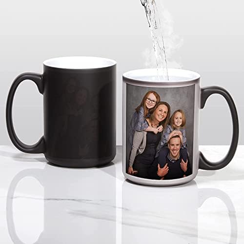 ABBSH Color Changing Mugs, Sublimation Mugs Black Color Changing Coffee Mugs Heat Sensitive Coffee Mugs Tazas Magicas Para Sublimacion 15 OZ With Box Set of 12