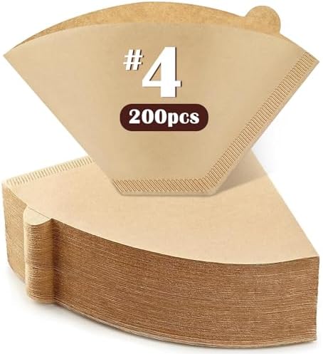 200 Count #4 Cone Coffee Filters 8-12 Cup, Natural Coffee Filters