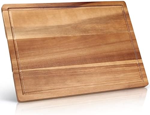 17" Acacia Wood Cutting Boards for Kitchen Meat Large Wooden Chopping Board