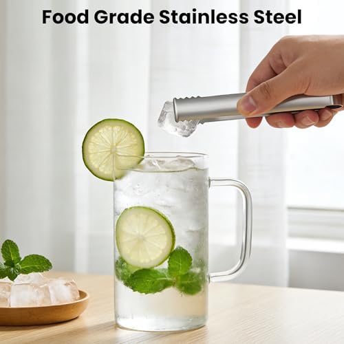 2PCS Ice Tongs with Teeth, Stainless Steel Cocktail Tongs, Ice Bucket Tongs