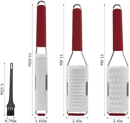 Cambom Cheese Grater Citrus Zester Lemon Zester, Pack of 3, Red