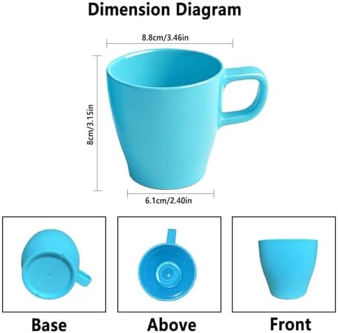 10 oz Coffee Cups Eco-Friendly, Shatter-Resistant Mug with Hanging Ears | Thickened Porcelain-Like Material | Suitable for Both Commercial and Home use(6-pack)(Blue)