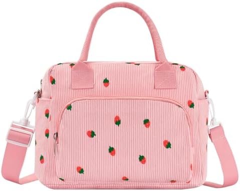 Lunch Bag Women Lunch Box for Women Adult Cute Insulated Lunch Bag Lager Cooler Lunch Tote Bags for Work Picnic (Pink-Strawberry)