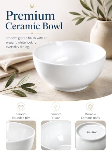Small Bowls Set, White, 10 oz Porcelain Bowls of 4