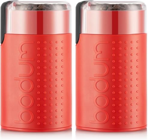 Bodum Bistro Electric Blade Coffee Grinder, Red 2.1 oz (Pack of 2)