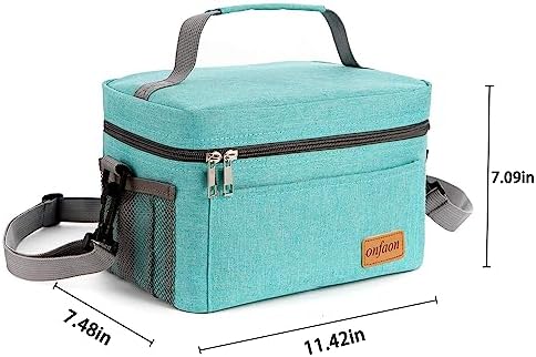 Lunch Bag for Men/Women, Insulated Reusable Lunch Box Leakproof Cooler Tote Bag Freezable with Adjustable Shoulder Strap for Office Work Picnic Beach(Cyan)