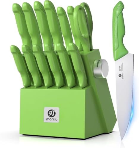 iMarku 14-piece high-carbon stainless steel knife set, dishwasher safe
