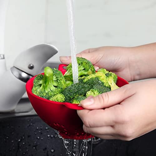 Meadow Lane 6-Inch Small Colanders, 3-Cup Food Strainers, Red/Blue, 2-Pack