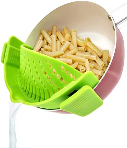 YEVIOR Clip on Strainer for Pots Pan Pasta,Silicone Food Pan Strainer