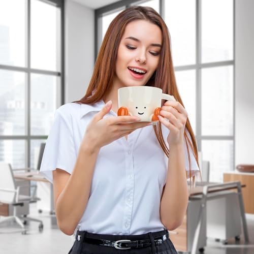 Coffee Mugs,Cute funny Mug For Women, 12.8oz/380ml Unique Ceramic Coffee Tea Cups, Office Mug Gift (orange)