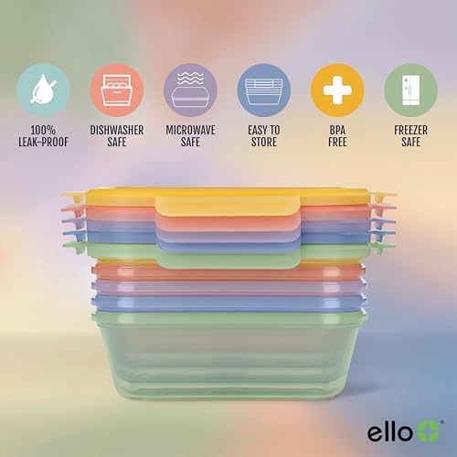 Ello Snap & Nest 4.5 Cup Plastic Meal Prep Set, 10 Piece, Desert Festival