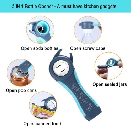 Jar Opener for Weak Hands, 5 in 1 Bottle Opener for Seniors with arthritis
