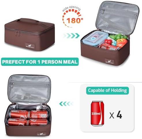 NOL Insulated Lunch Bag for Adults – Compact Cooler Lunch Box with Food-Grade Lining, Waterproof Lunch Bag for Work, Travel | Portable Thermal Meal Tote with Handle, Coffee