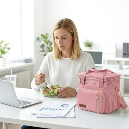 MIYCOO Lunch Bag for Women & Men, Expandable Double Deck Lunch Box, 15L