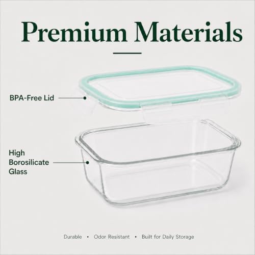 2 Pack 63oz Large Glass Storage Containers with Lids Big Meal Prep Food Container Set for Storing food, vegetables or fruits, BPA Free, Freezer Dishwasher Oven Safe
