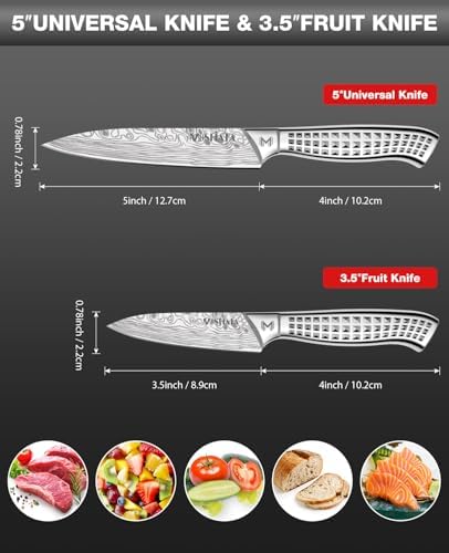 MOSFiATA 2pcs knife set，Stainless Steel Handle, Knives Set for Kitchen, Chef Knife Set Come with Gift Box