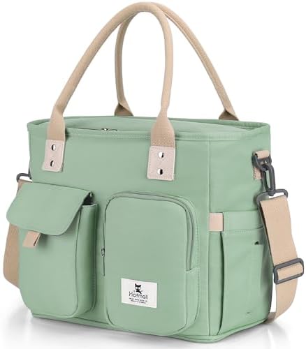 Hafmall Large Lunch Box for Women, Insulated Lunch Bag, Wide Opening, Green