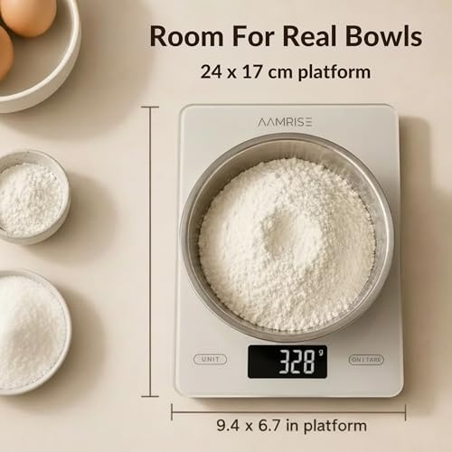 Extra Large Food Scale Grams and Ounces - Digital Food Scale with Countertop Stand – Tempered Glass Kitchen Scales with Backlit LCD, Multiple Units – 33LB/15KG Capacity and Auto Off Function