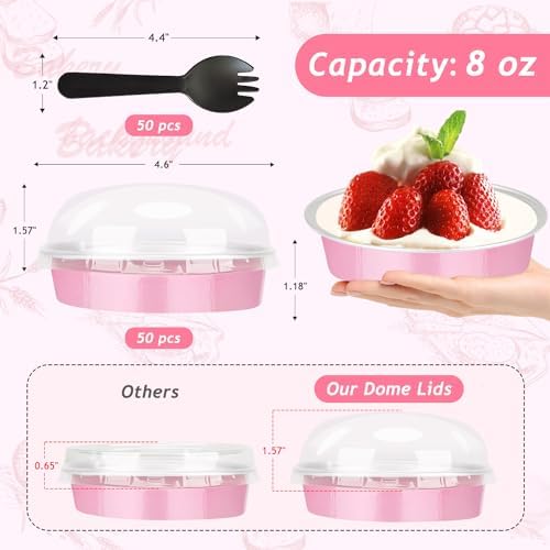 LNYZQUS 8oz Mini Pie Tins with Lids 50 Pack, 4 Inch Individual Cake Pans