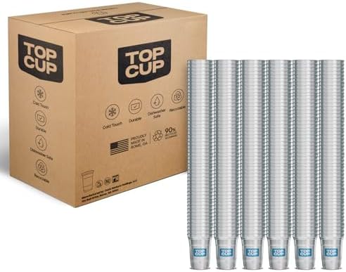 Top Cup Bulk Aluminum Party Cups, Blue Logo, 16oz, 600 Count