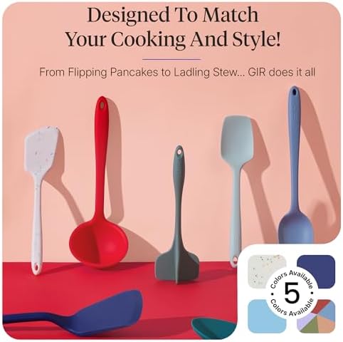 GIR: Get It Right 5-Piece Silicone Ultimate Kitchen Utensils Set - Ladle, Spatula, Flip, Spoon & Spoonula - Non-Toxic Cooking Utensils for Nonstick Cookware, Cooking and Baking - Black