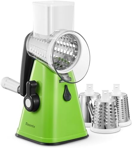 Rotary Cheese Grater with Handle, Reemix Vegetable Cheese Grater