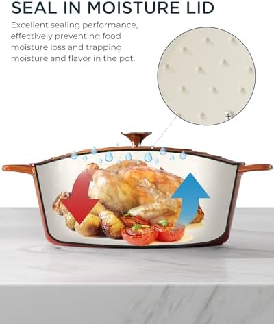Enameled Cast Iron Dutch Oven - 9.3QT Dutch Oven Pot with Lid & Cotton Potholders - Heavy-Duty Non Stick Casserole Pot for Braising, Stews, Roasting, Baking, Suitable for All Stovetops, Vibrant Orange