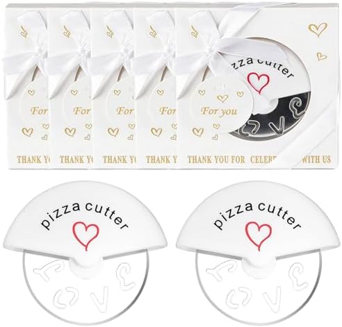 10 Pcs Mini Stainless Steel Pizza Cutter for Bridal Wedding Favor Baby Showers Souvenirs Guest Return Gift Individual Package (white)