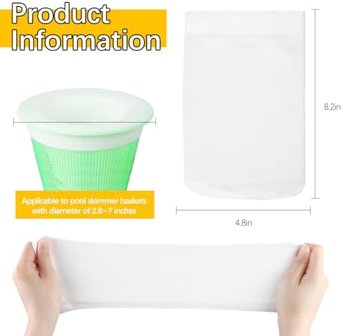 45 Pack Pool Filter Socks for Skimmer Baskets, Reusable Pool Skimmer Socks for Above Ground or Inground Pools Filter Protecting Fine Mesh Screen Basket Sock for Collecting Leaves, Branches, Debris