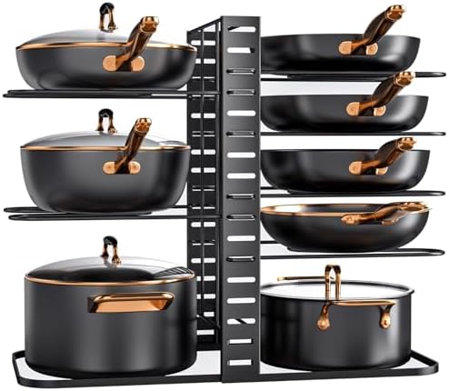 MUDEELA 8-Tier Lightweight Pots and Pans Organizer under Cabinet, 14.55" H