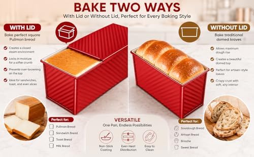 Bread Loaf Pan with Lid-2Pack, 2.2LB & 1LB