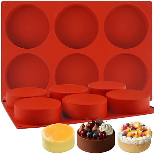 4Inch Round Silicone Mold for Baking, 2Pcs Silicone Muffin Top Pans for Baking Muffin Top, Whoopie Pie, Sandwiches, Hamburger (2Pcs(1.4Inch Deep))