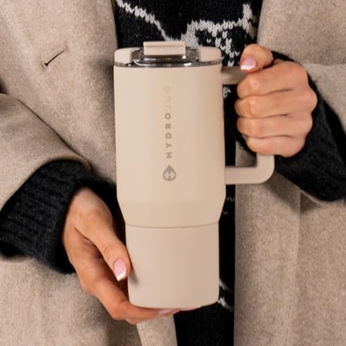 HydroJug Coffee Traveler 20oz Ceramic-Lined Mug with Handle, Dune