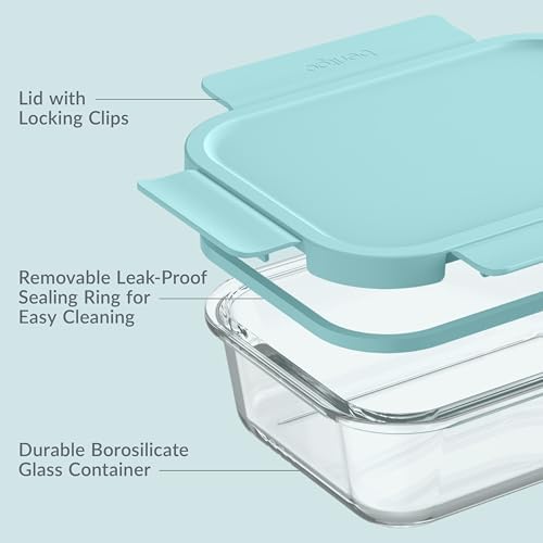 Bentgo Glass Leak-Proof Food Storage Set, 4 Piece, Airtight Lids, BPA-Free
