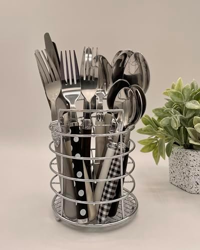 Gypsy Color Eclectic Black & White Mix & Match Stainless Steel Flatware Collection, Set of 16
