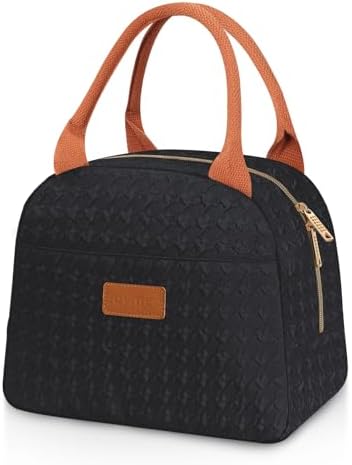 Joymee Lunch Bag Women Insulated Lunch Box Reusable Leakproof Large Spacious Cooler Tote for Women Men Adult for Work Office Travel Picnic -Black